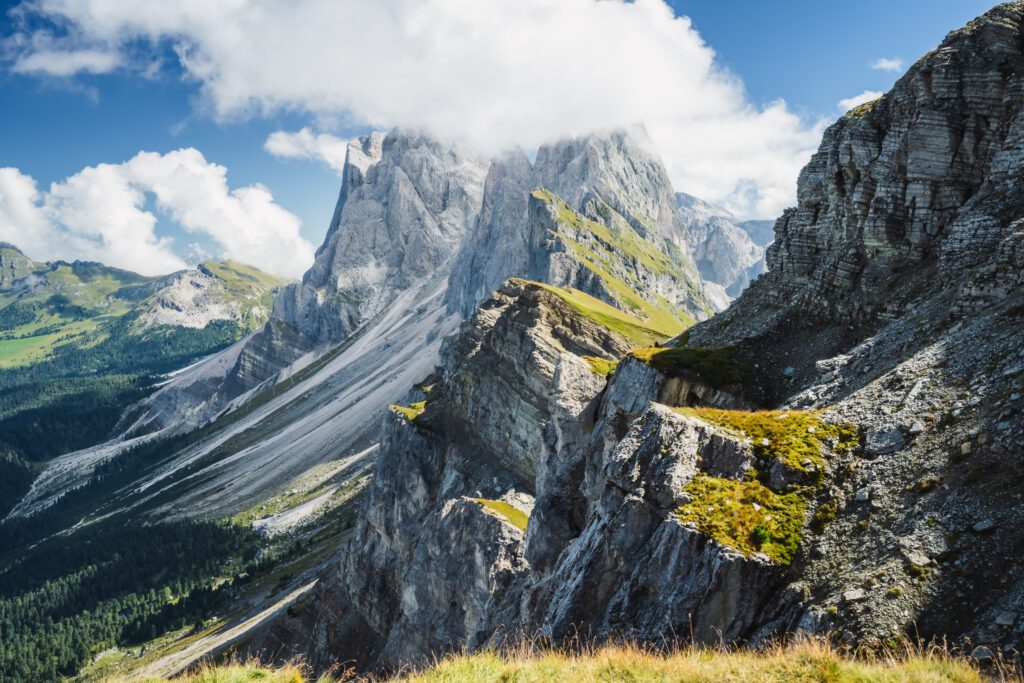 Beautiful landscape of Seceda peak in Dolomites Alps, Odle mountain range, South Tyrol, Italy, Europe Beautiful landscape of Seceda peak in Dolomites Alps, Odle mountain range, South Tyrol, Italy, Europe